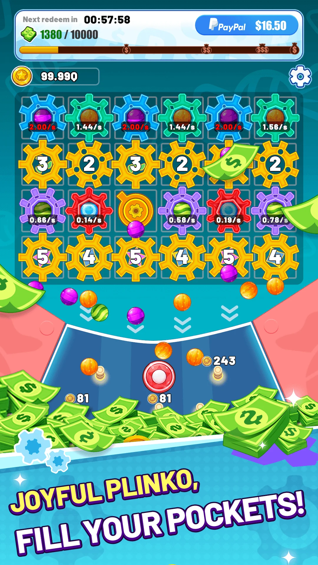 Gear Luck Plinko: Earn Money screenshot